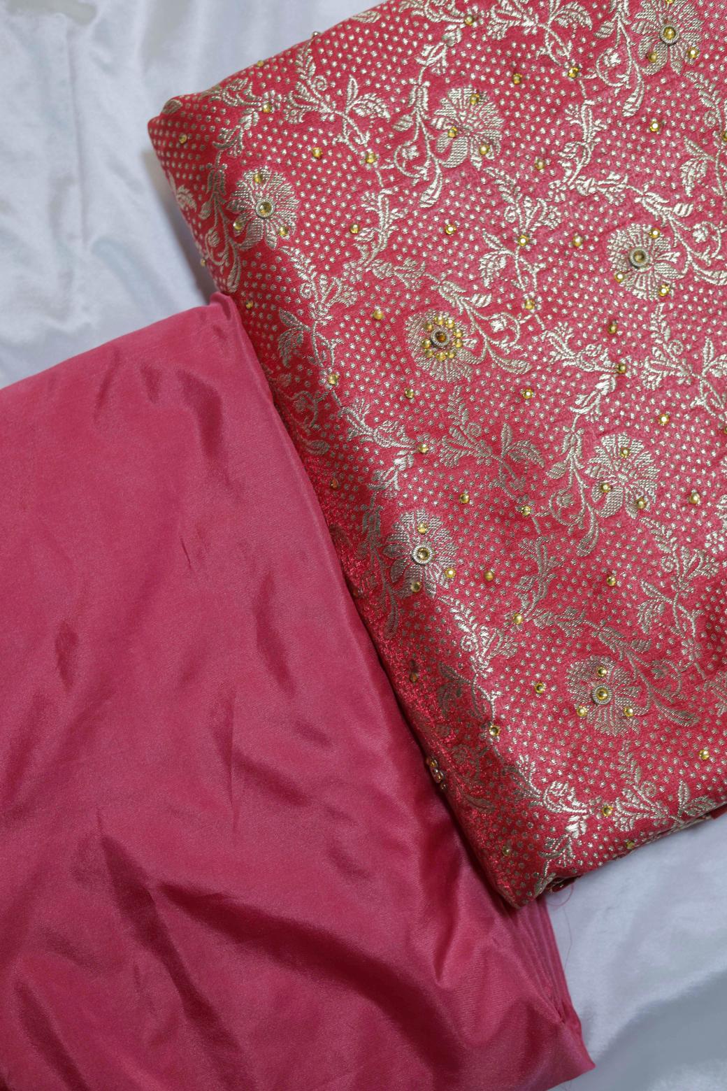 PEACH COLOUR KIMKHAB BANARASI GHARARA