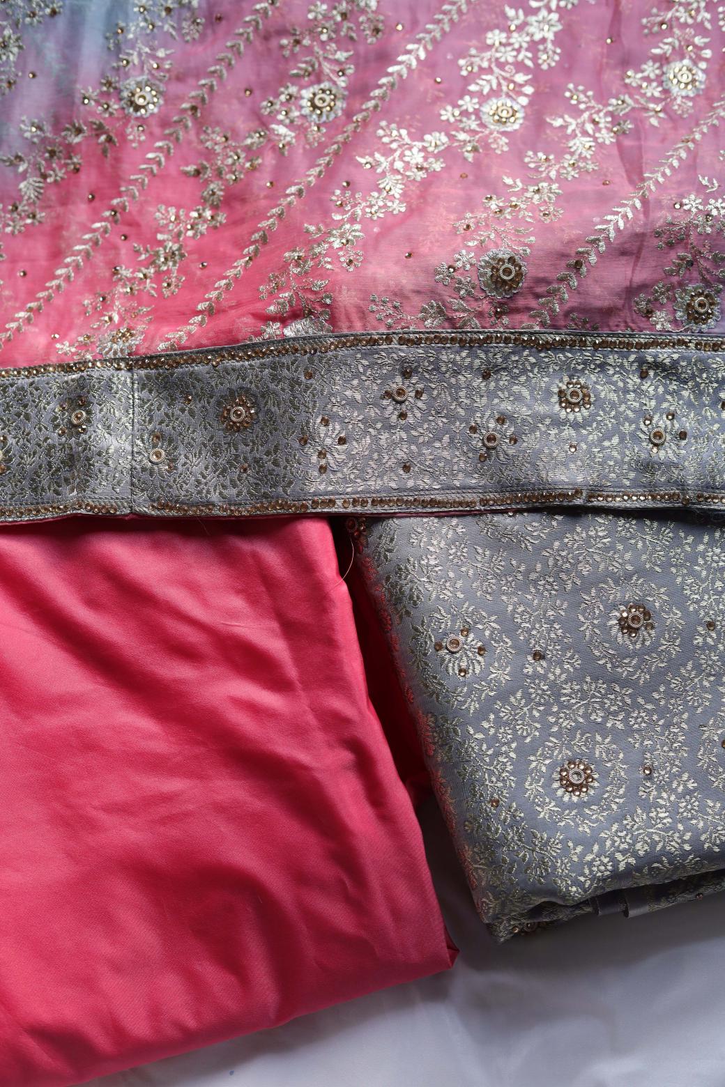 PINK AND GREY COLOUR PURE KIMKHAB BANARASI GHARARA.