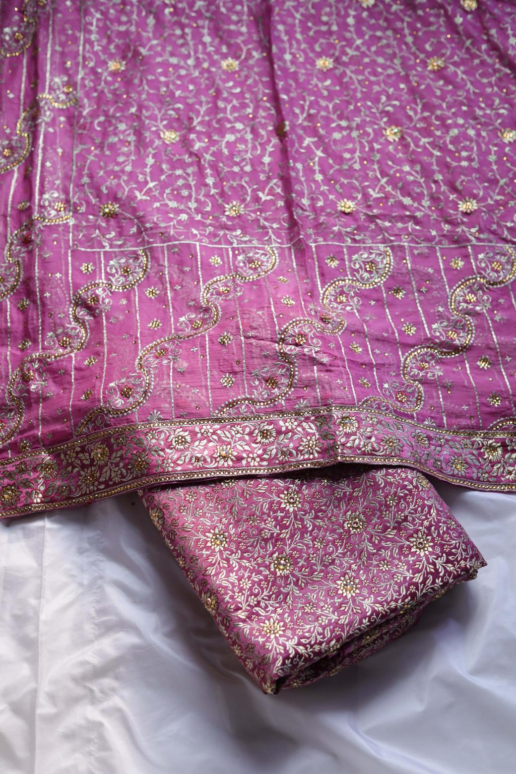 PINK COLOUR PURE KIMKHAB BANARASI GHARARA