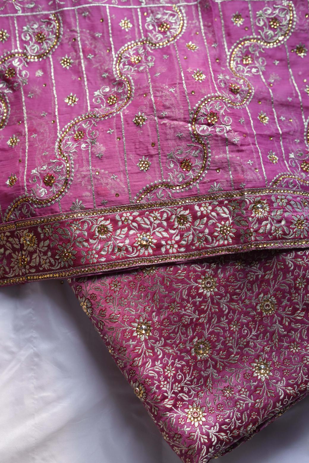 PINK COLOUR PURE KIMKHAB BANARASI GHARARA