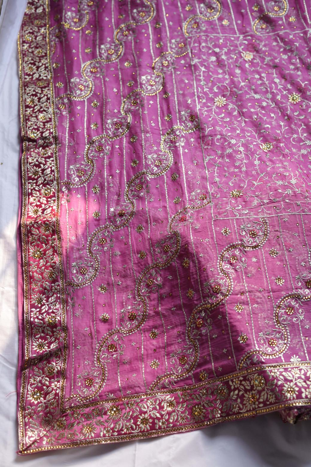PINK COLOUR PURE KIMKHAB BANARASI GHARARA