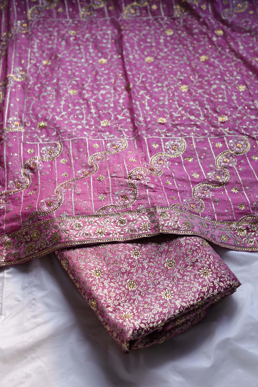 PINK COLOUR PURE KIMKHAB BANARASI GHARARA
