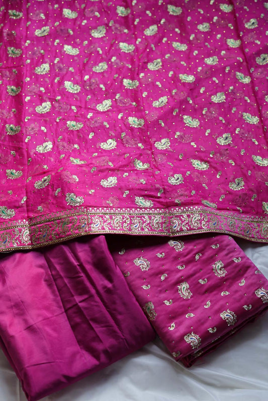 PINK COLOUR PURE POTT SILK BANARASI GHARARA
