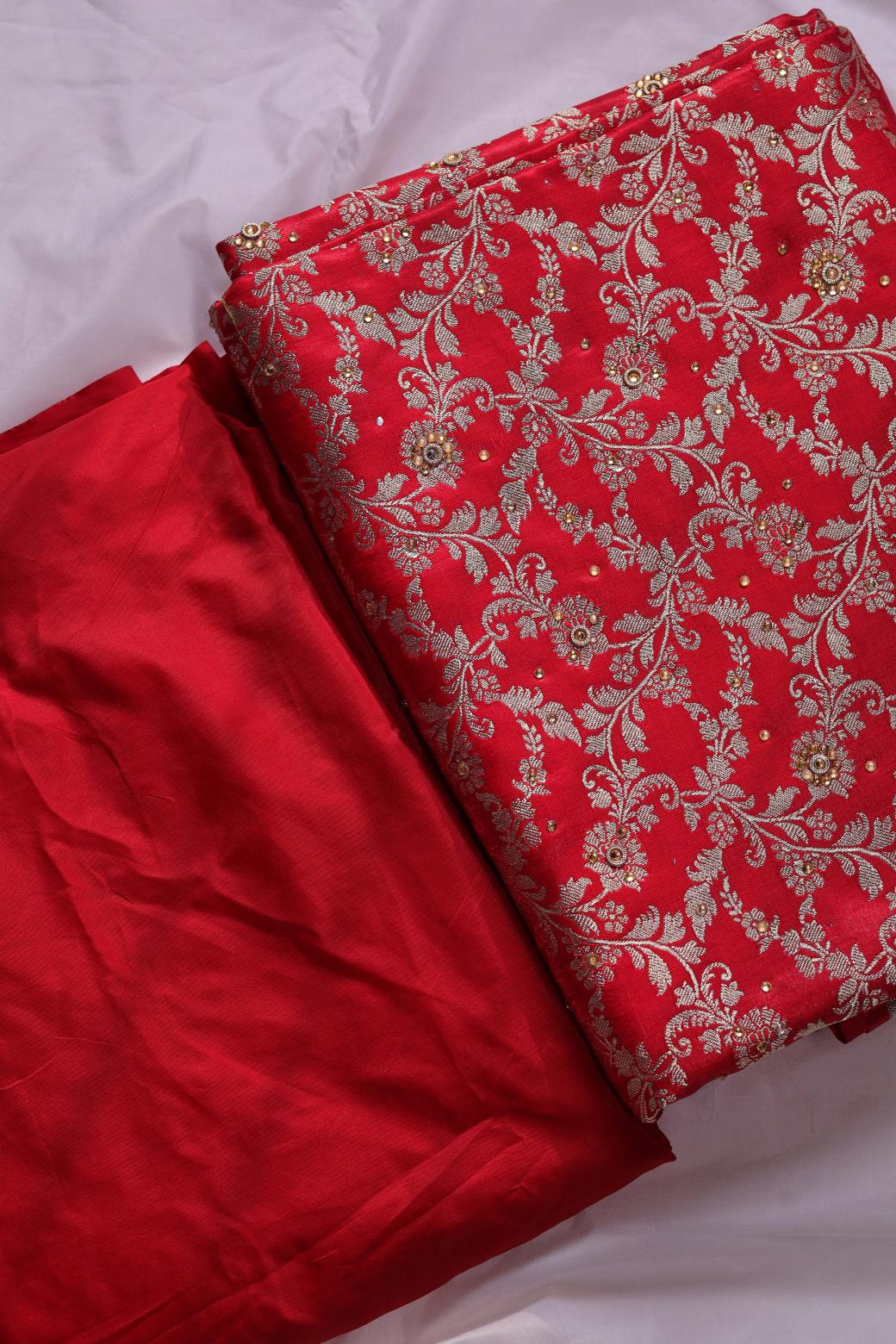 RED COLOUR KIMKHAB BANARASI GHARARA
