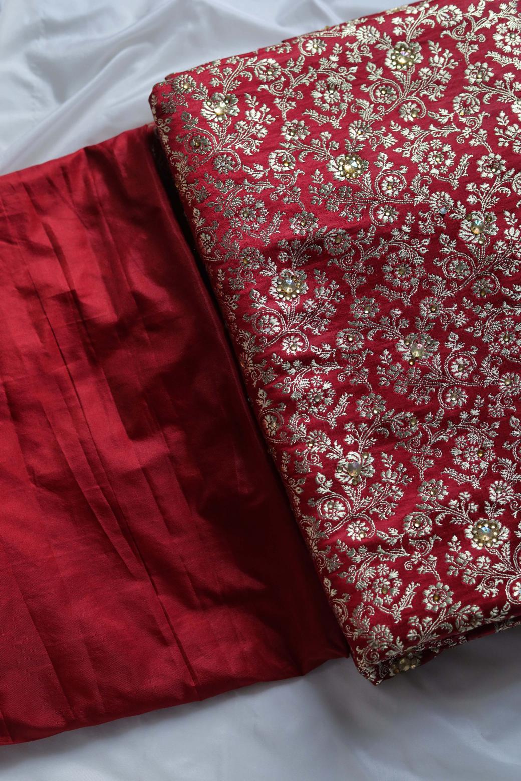 RED COLOUR KIMKHAB BANARASI GHARARA