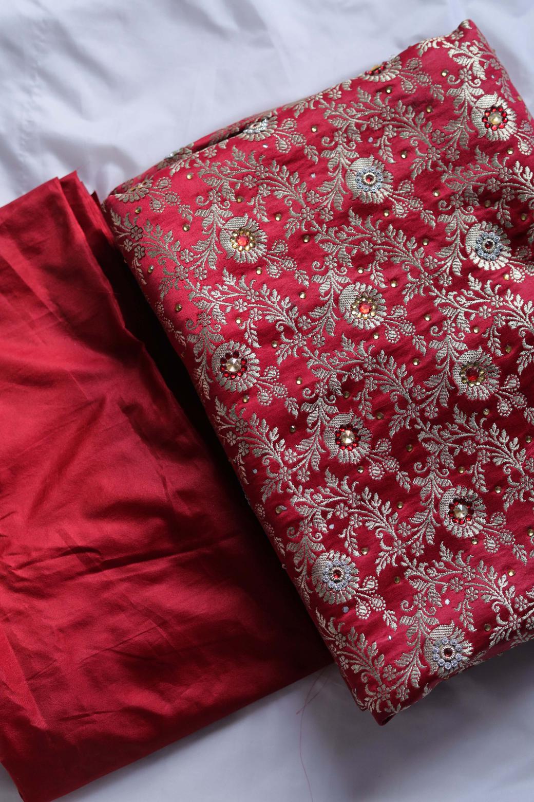 RED COLOUR KIMKHAB BANARASI GHARARA