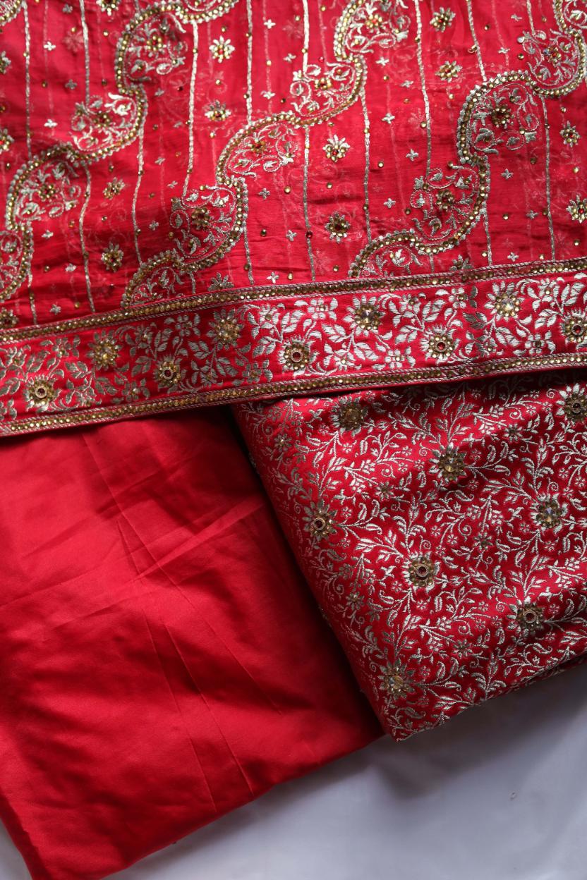 RED COLOUR KIMKHAB BANARASI GHARARA