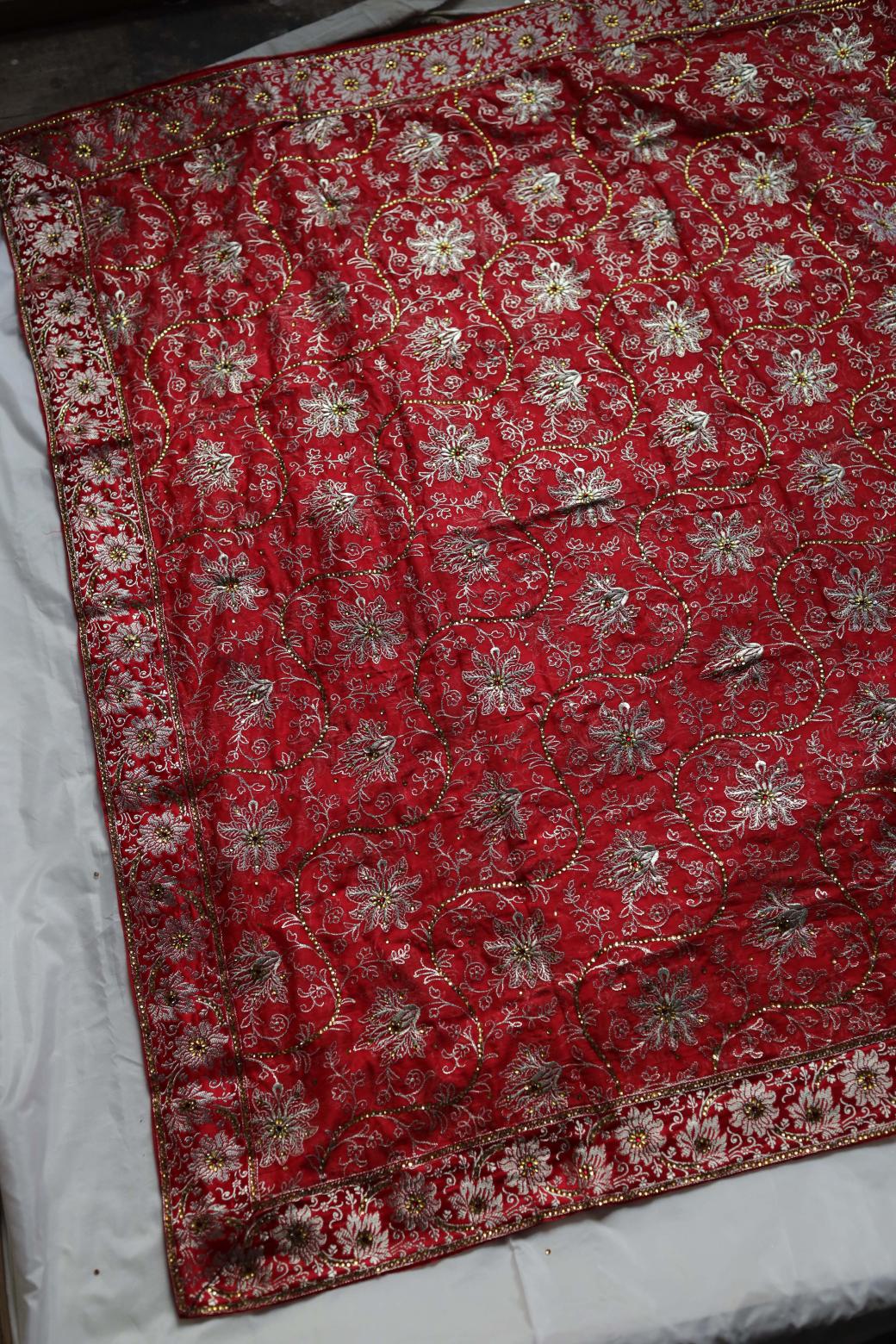 RED COLOUR KIMKHAB BANARASI GHARARA
