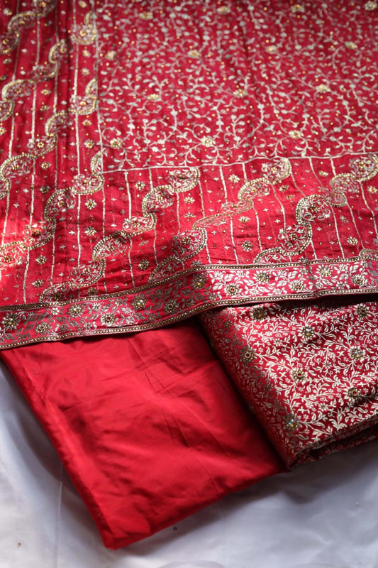 RED COLOUR KIMKHAB BANARASI GHARARA