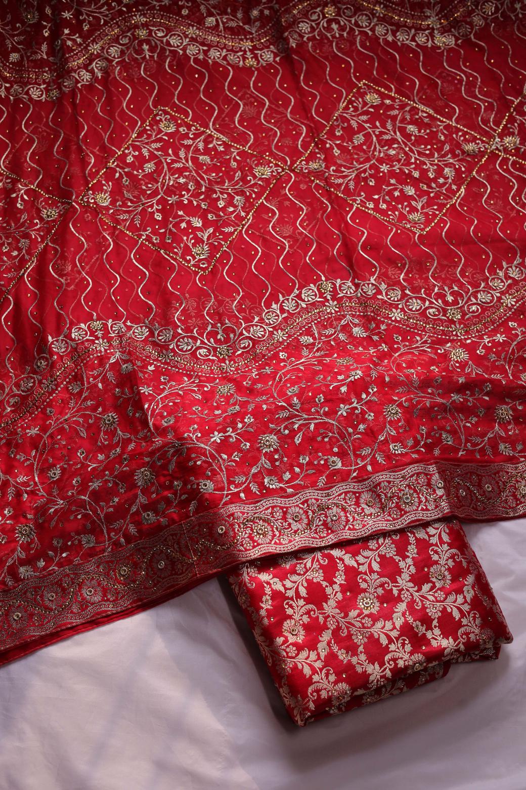 RED COLOUR KIMKHAB BANARASI GHARARA