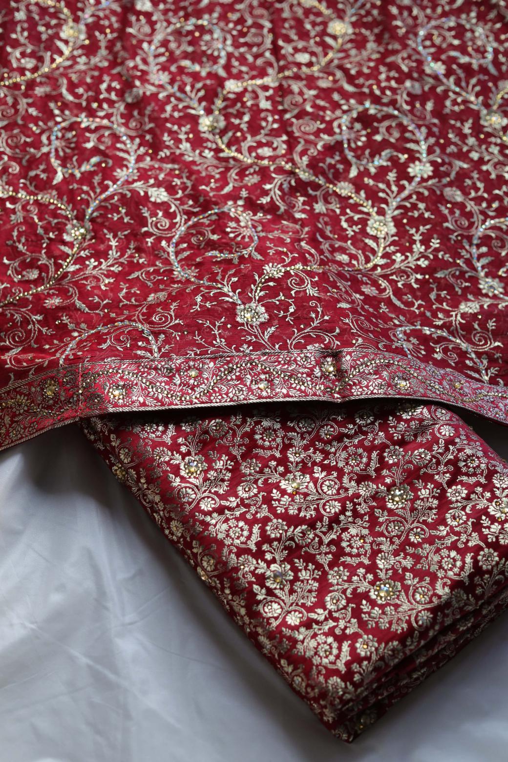 RED COLOUR KIMKHAB BANARASI GHARARA