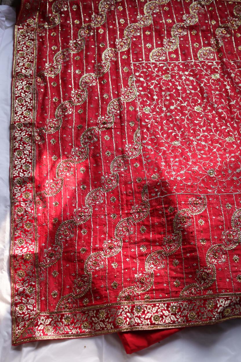 RED COLOUR KIMKHAB BANARASI GHARARA