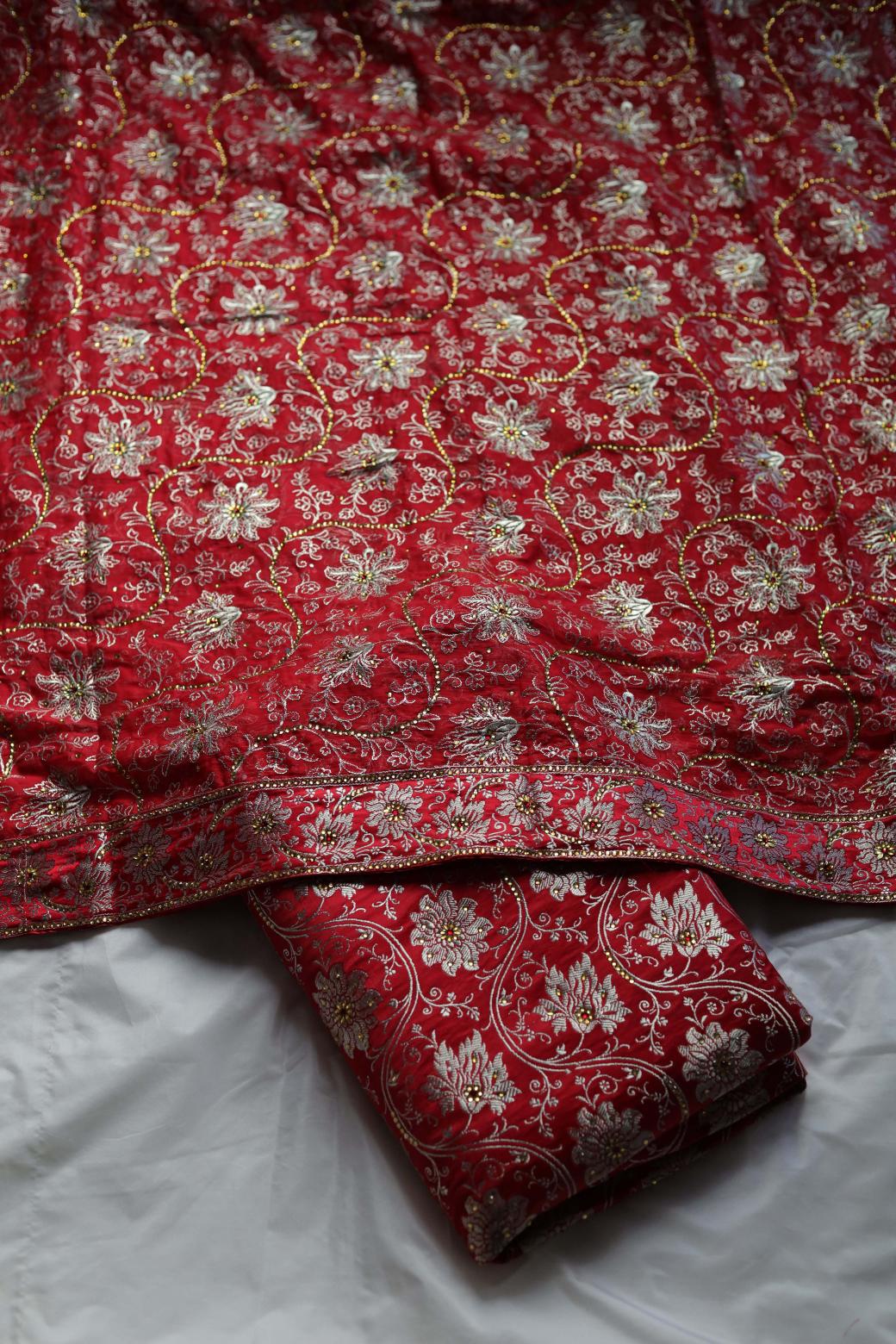 RED COLOUR KIMKHAB BANARASI GHARARA
