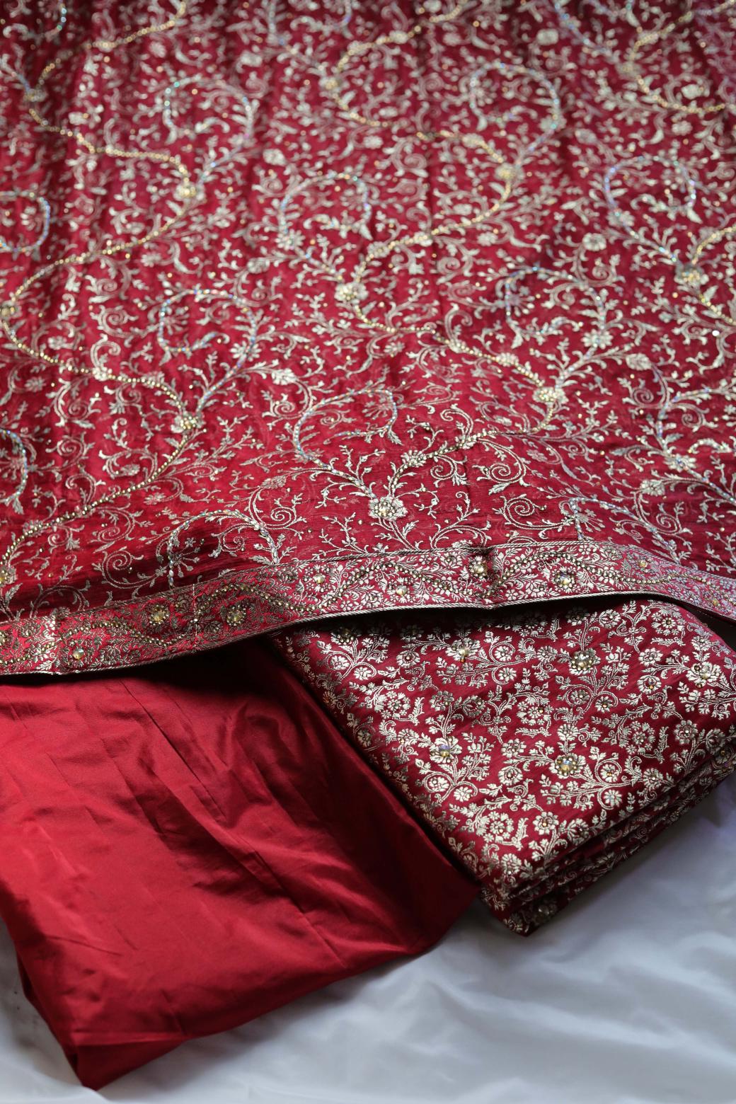 RED COLOUR KIMKHAB BANARASI GHARARA