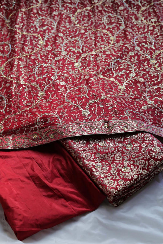 RED COLOUR KIMKHAB BANARASI GHARARA