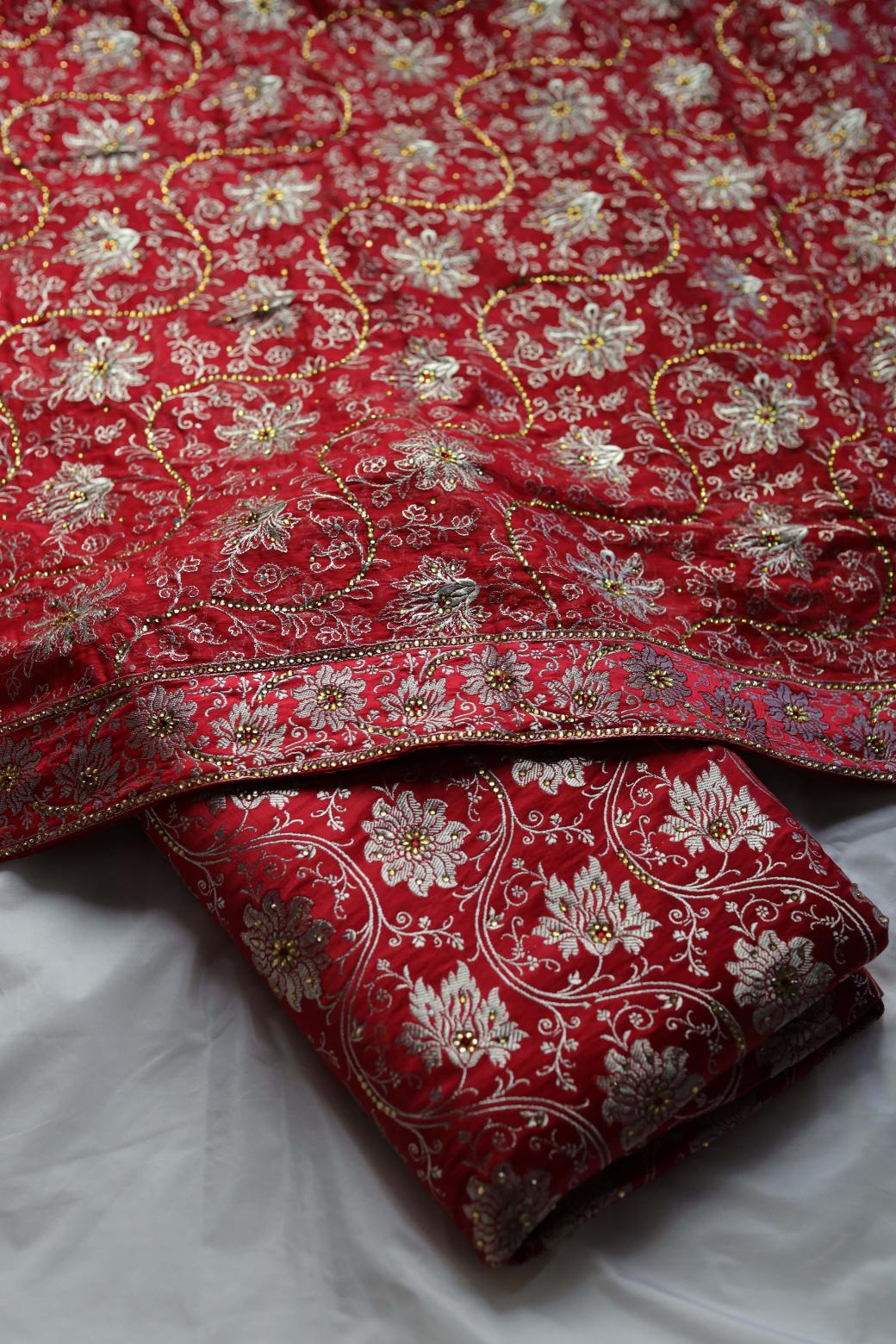 RED COLOUR KIMKHAB BANARASI GHARARA