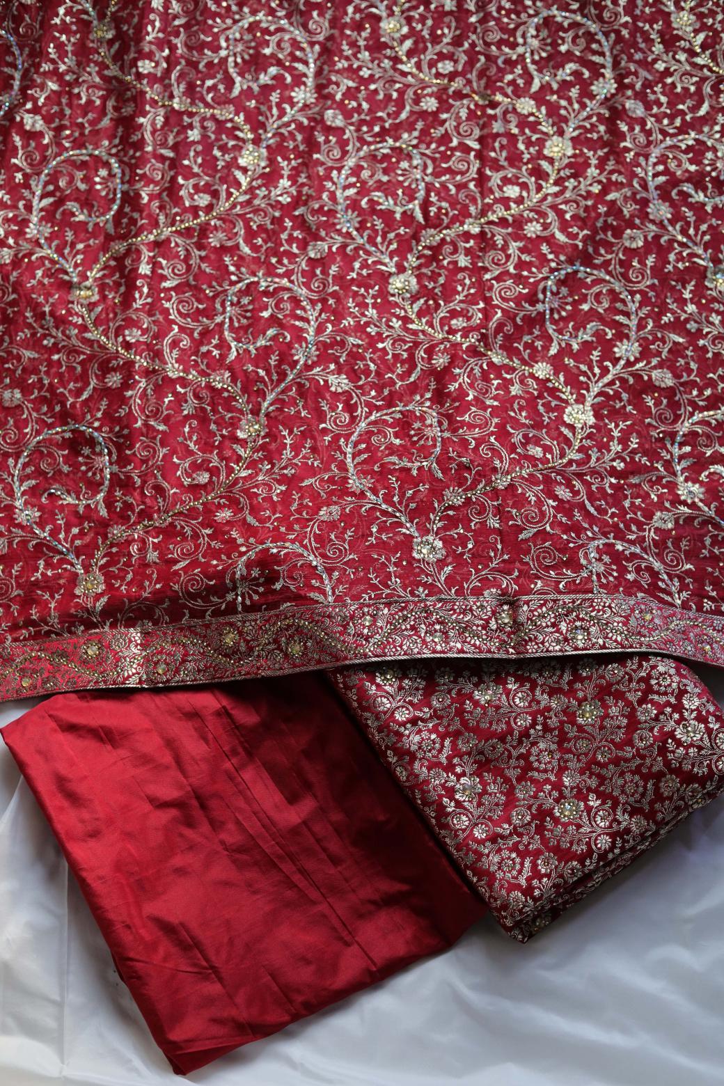 RED COLOUR KIMKHAB BANARASI GHARARA