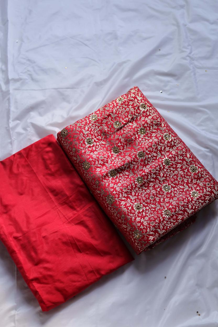 RED COLOUR KIMKHAB BANARASI GHARARA