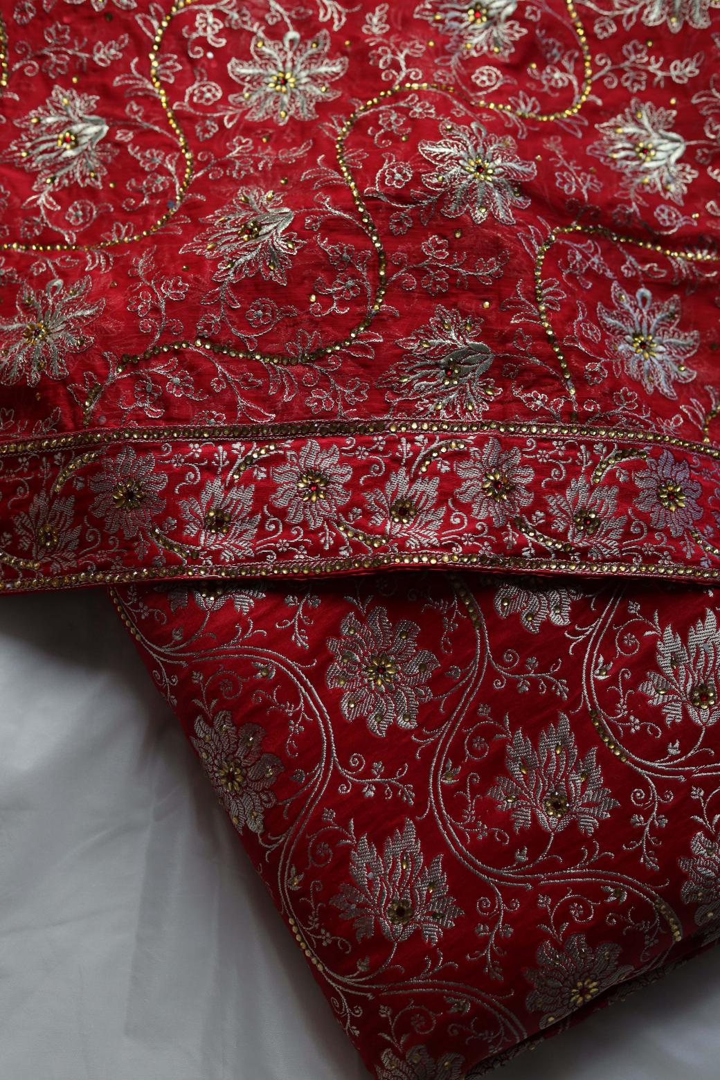 RED COLOUR KIMKHAB BANARASI GHARARA