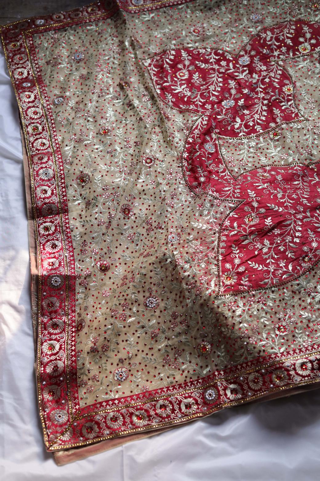 RED COLOUR KIMKHAB BANARASI GHARARA