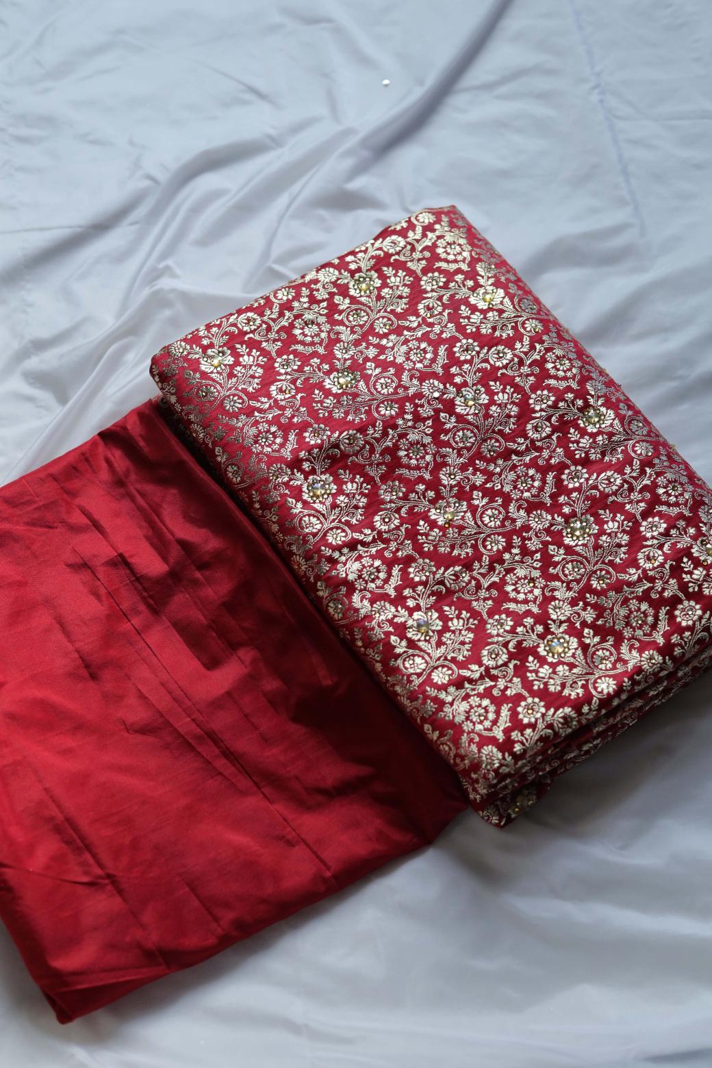 RED COLOUR KIMKHAB BANARASI GHARARA