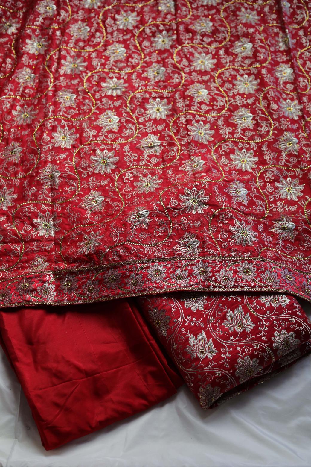 RED COLOUR KIMKHAB BANARASI GHARARA