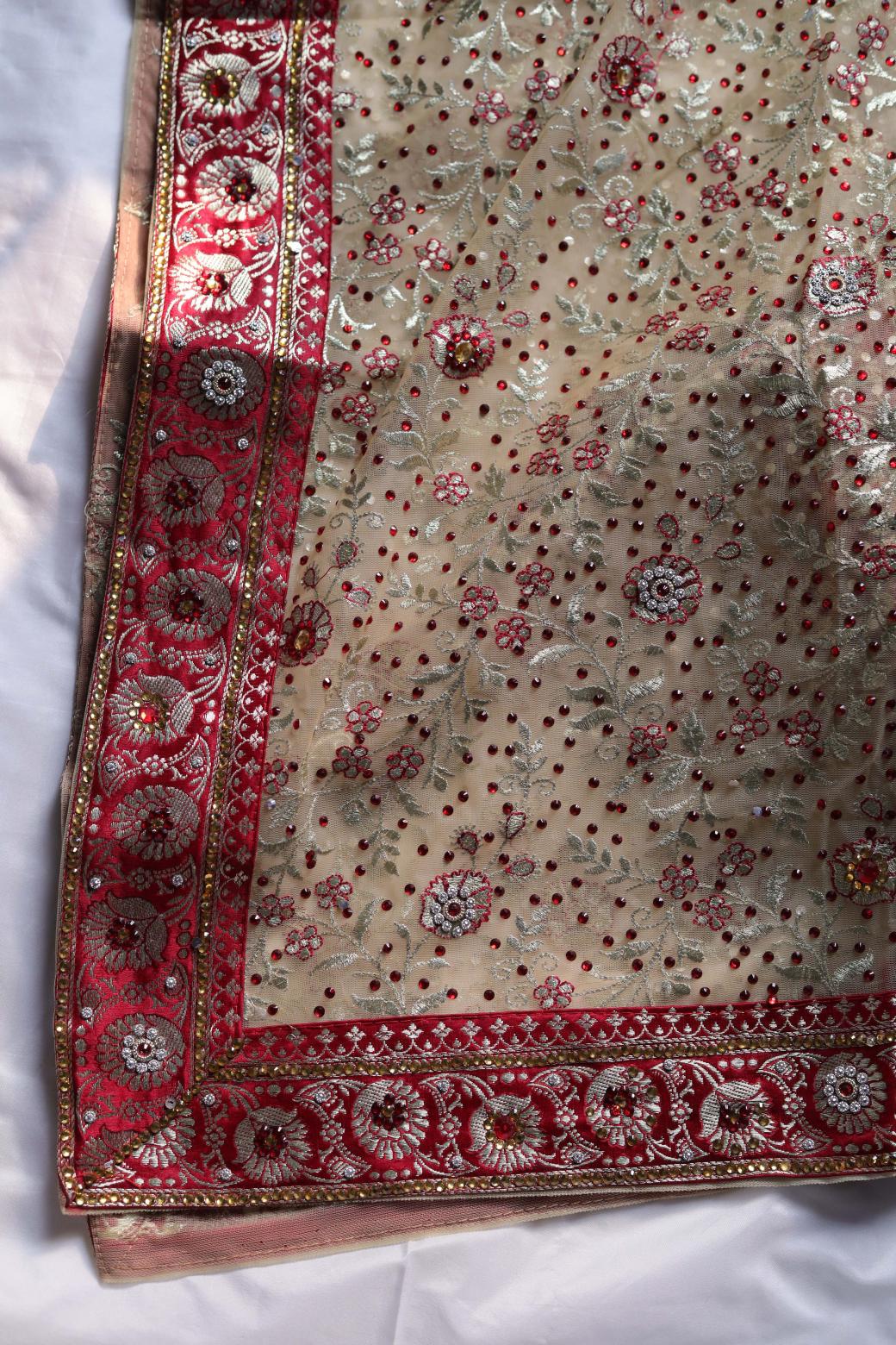 RED COLOUR KIMKHAB BANARASI GHARARA