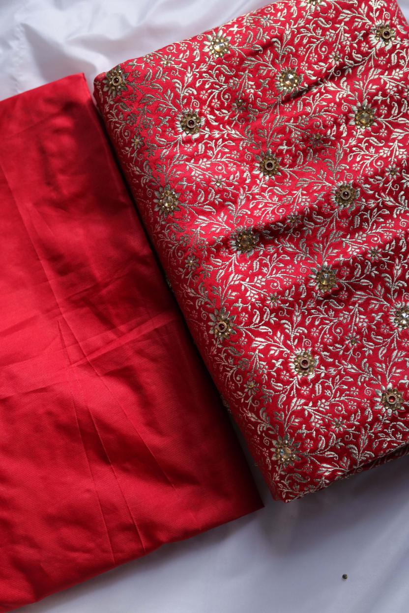 RED COLOUR KIMKHAB BANARASI GHARARA