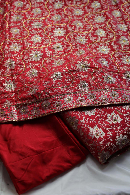RED COLOUR KIMKHAB BANARASI GHARARA