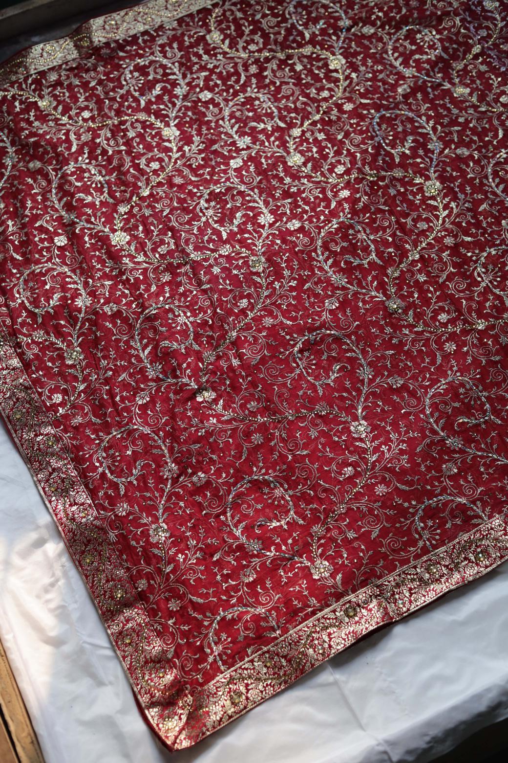 RED COLOUR KIMKHAB BANARASI GHARARA