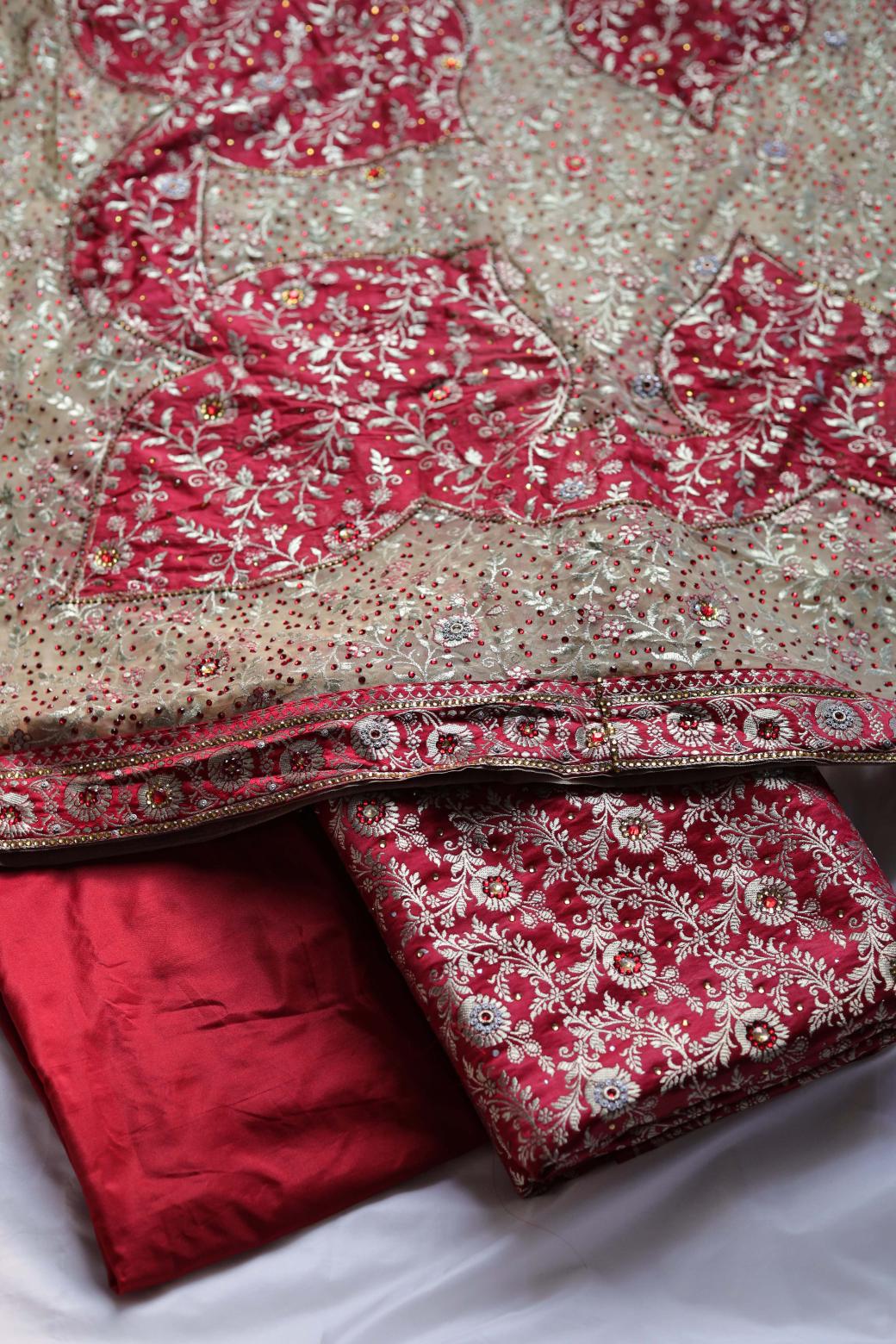 RED COLOUR KIMKHAB BANARASI GHARARA