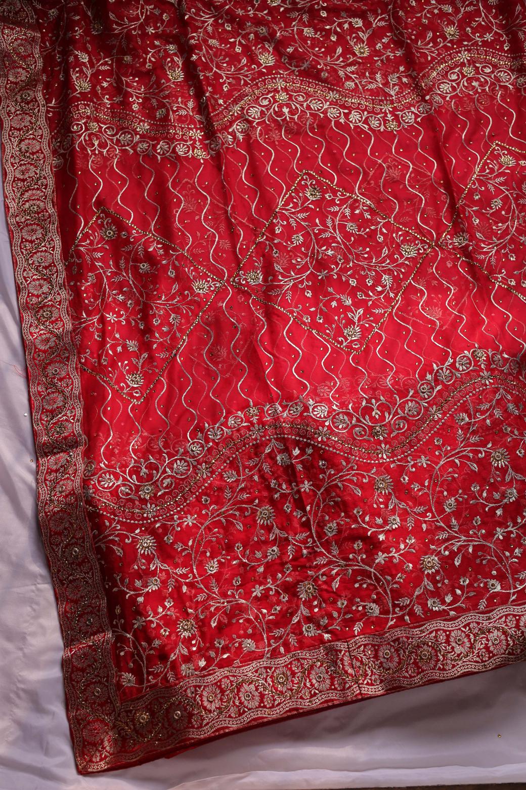 RED COLOUR KIMKHAB BANARASI GHARARA