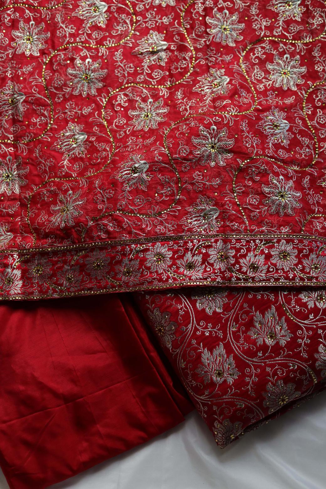 RED COLOUR KIMKHAB BANARASI GHARARA