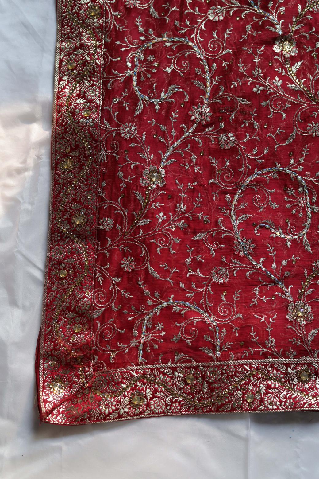 RED COLOUR KIMKHAB BANARASI GHARARA