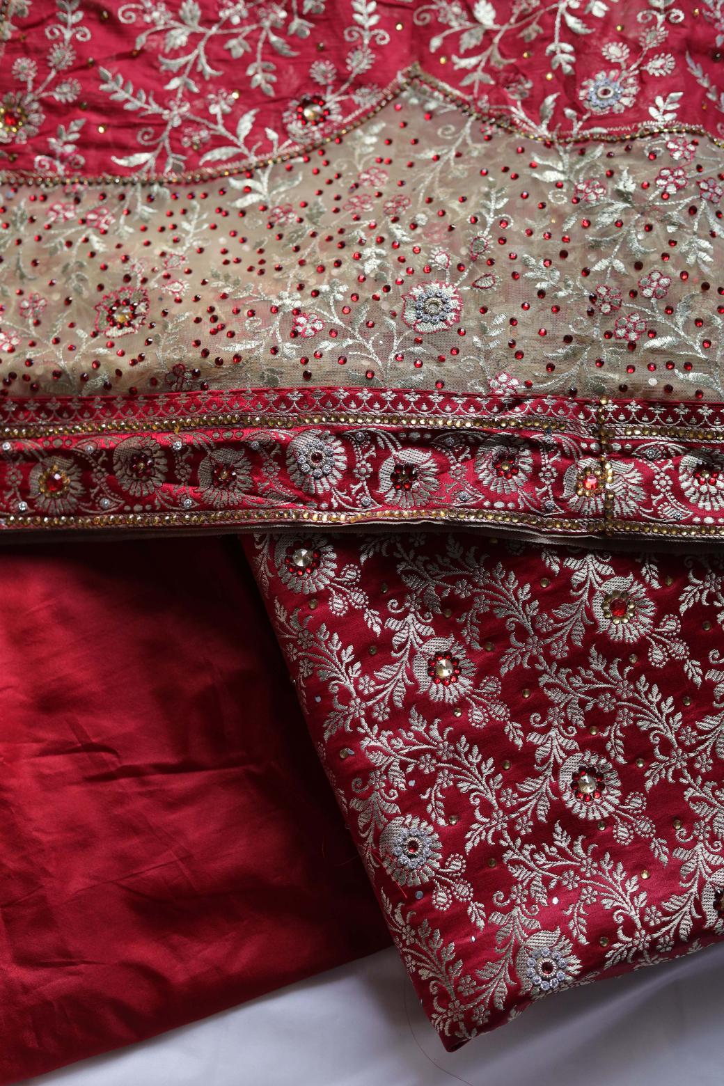 RED COLOUR KIMKHAB BANARASI GHARARA
