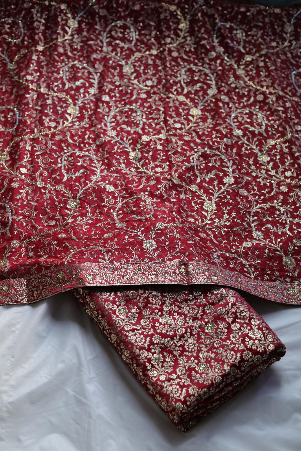RED COLOUR KIMKHAB BANARASI GHARARA
