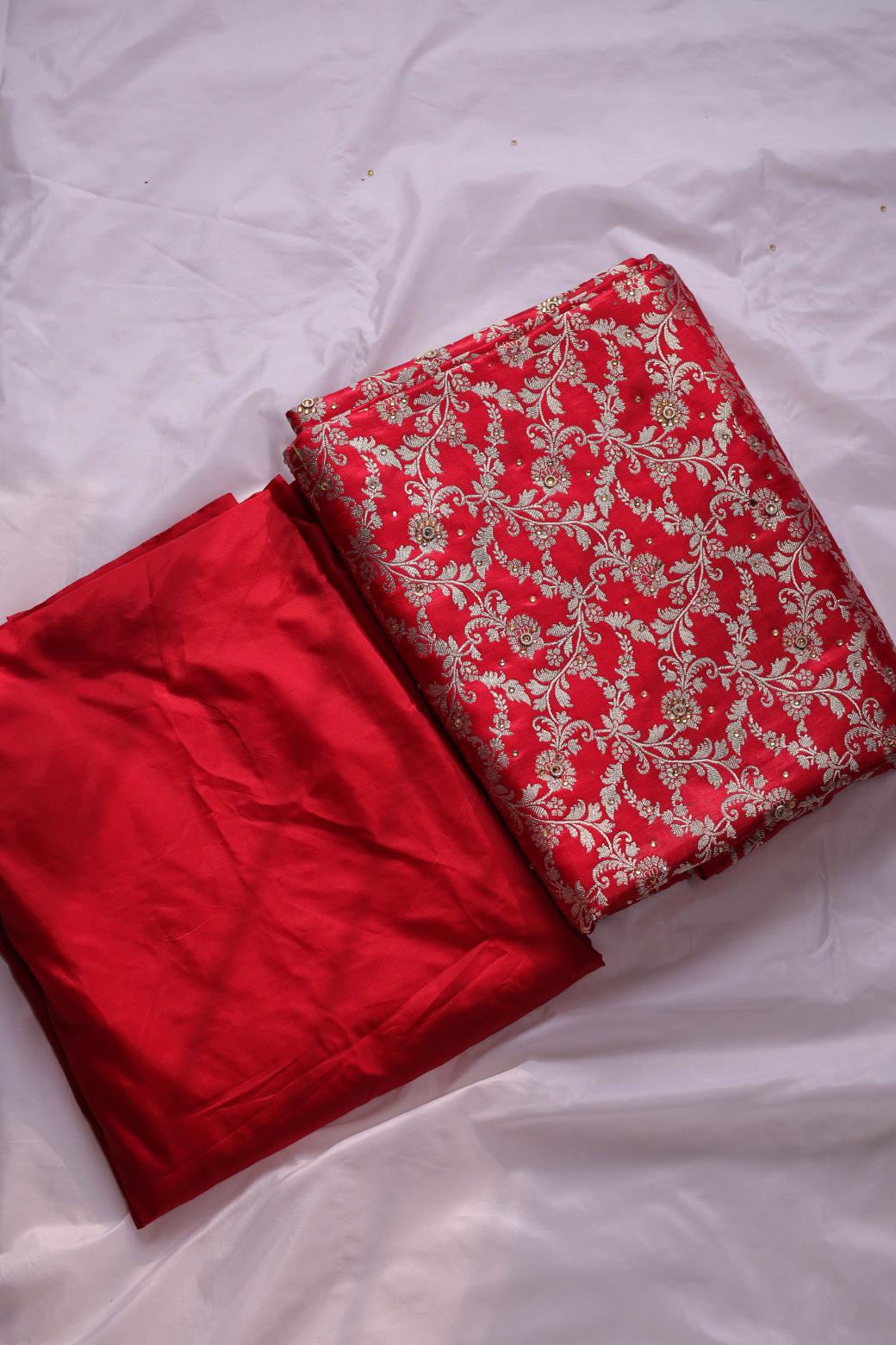 RED COLOUR KIMKHAB BANARASI GHARARA