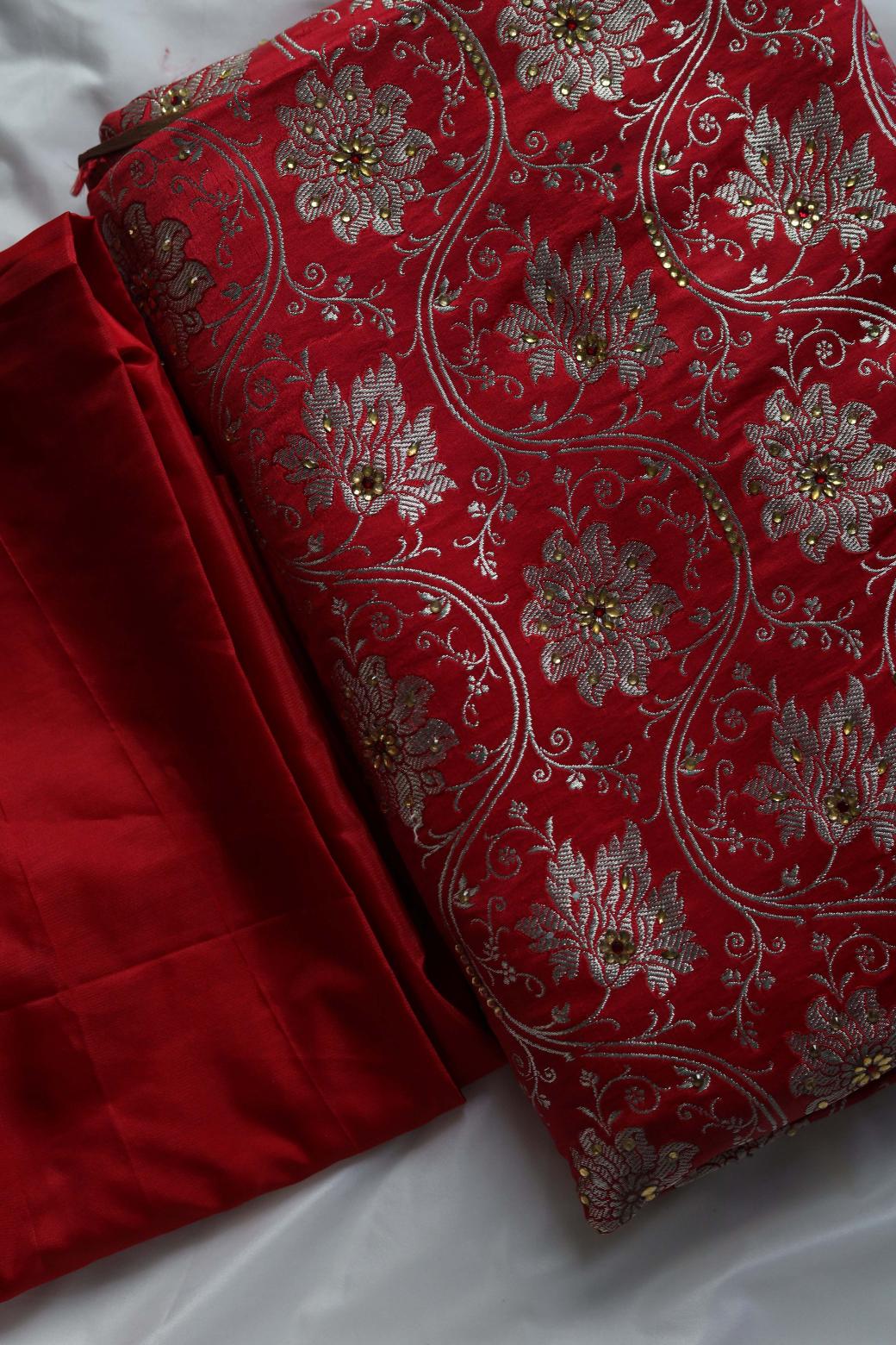 RED COLOUR KIMKHAB BANARASI GHARARA