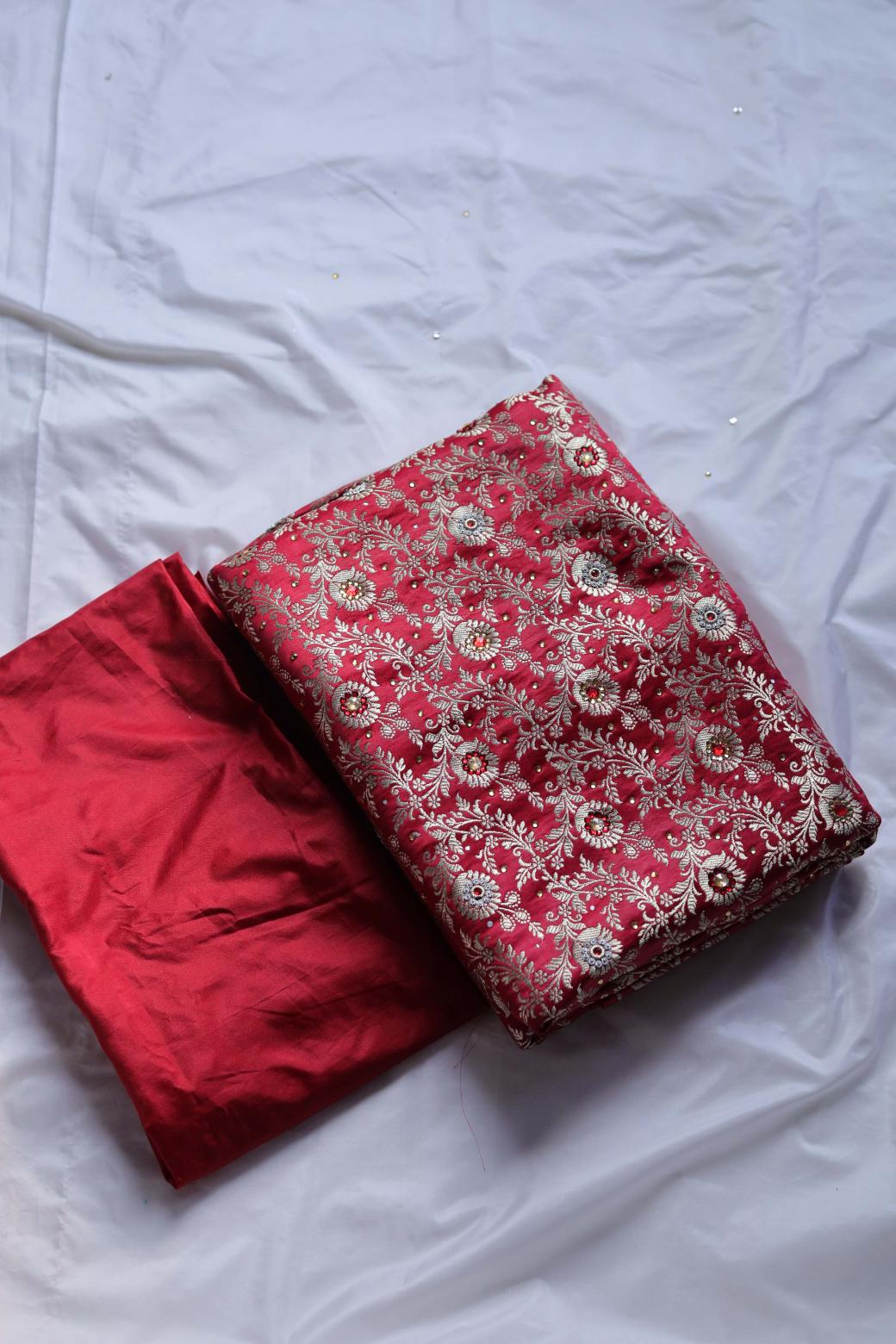 RED COLOUR KIMKHAB BANARASI GHARARA