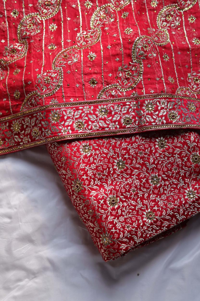 RED COLOUR KIMKHAB BANARASI GHARARA