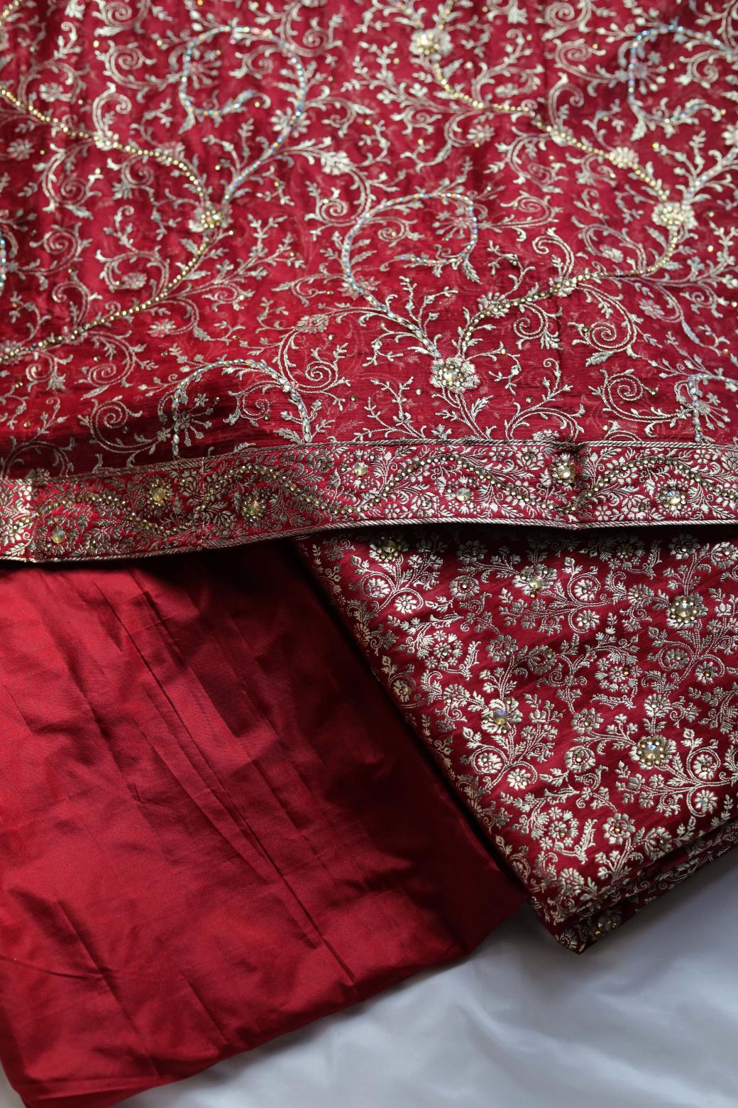 RED COLOUR KIMKHAB BANARASI GHARARA