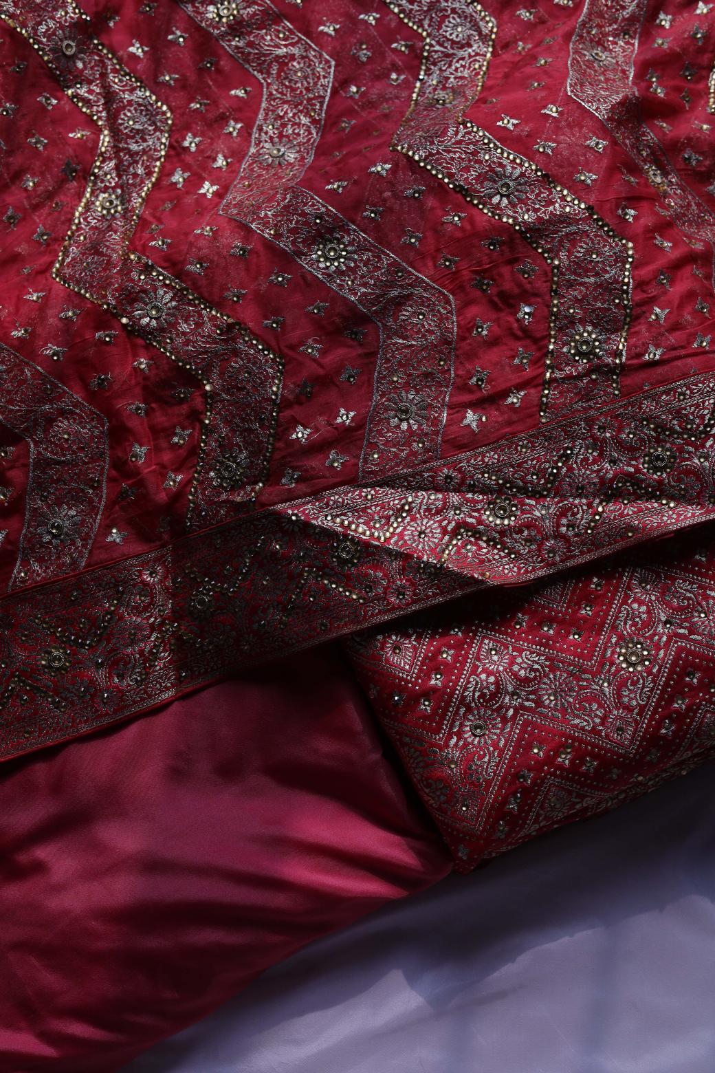 RED COLOUR PURE KIMKHAB BANARASI GHARARA