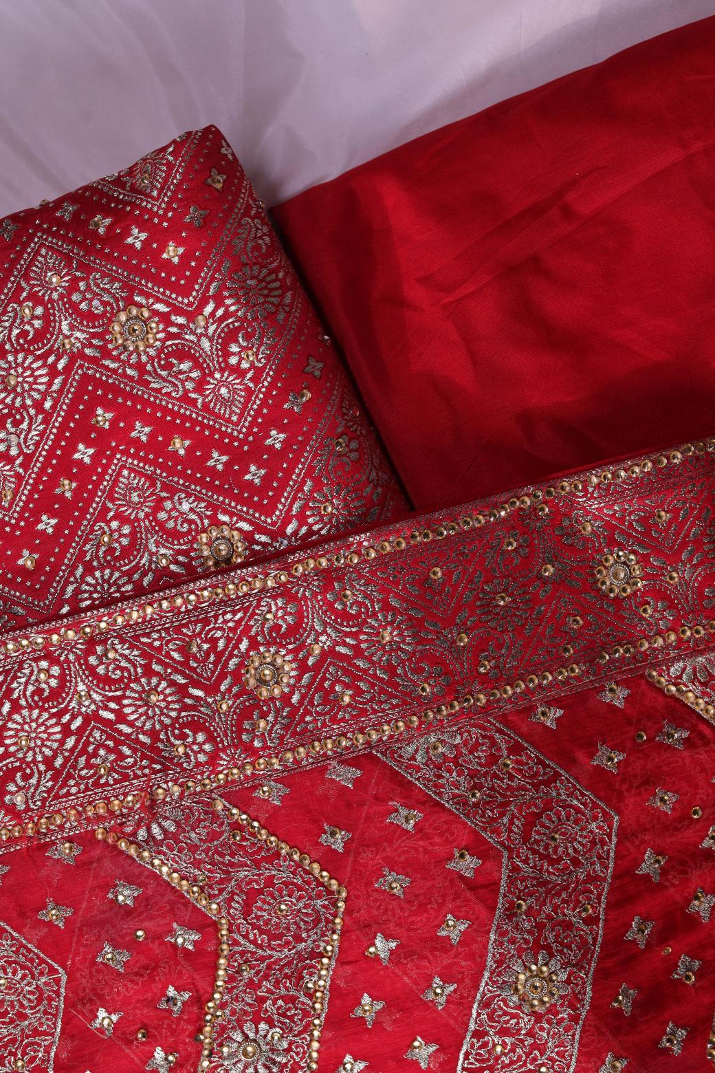 RED COLOUR PURE KIMKHAB BANARASI GHARARA