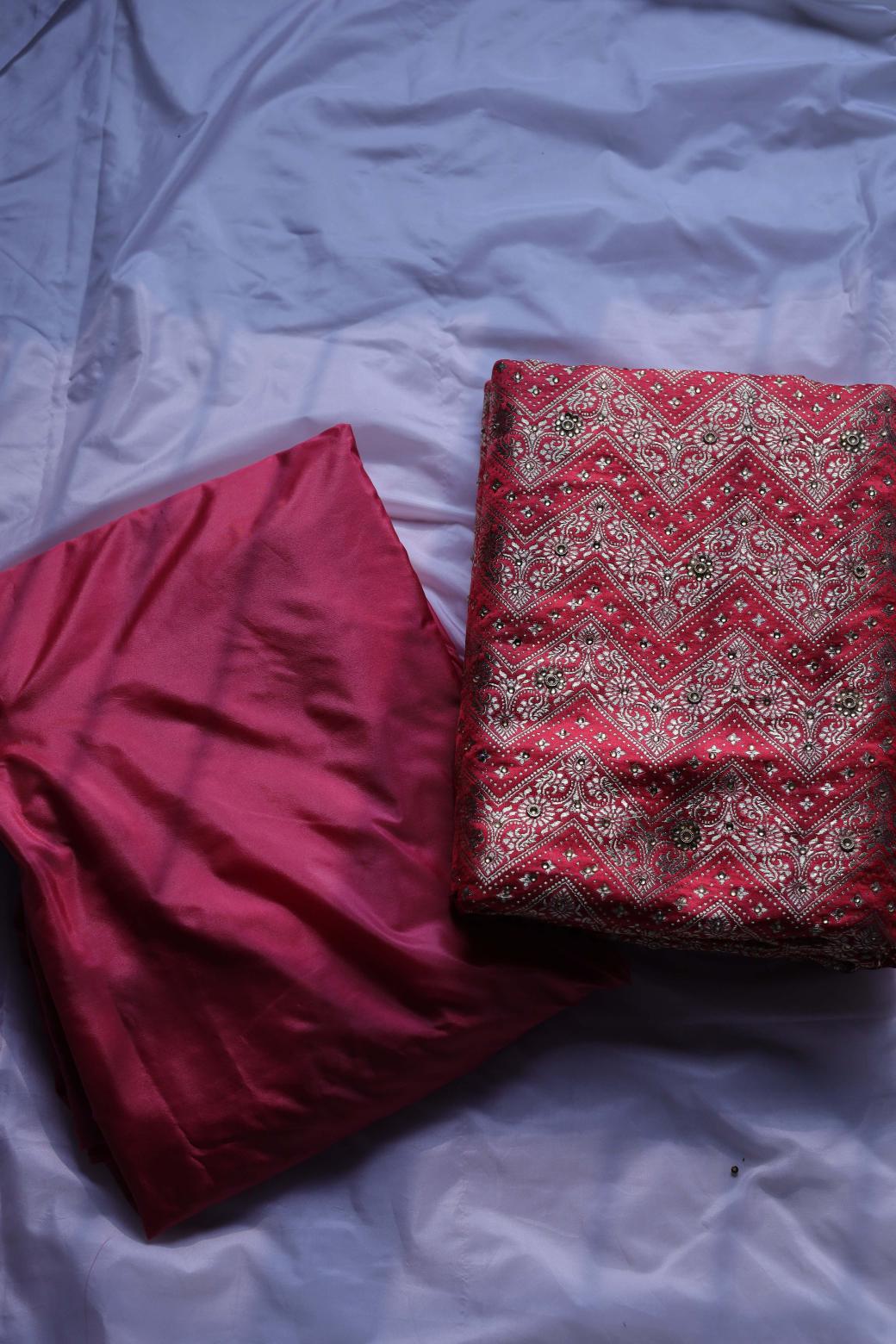 RED COLOUR PURE KIMKHAB BANARASI GHARARA