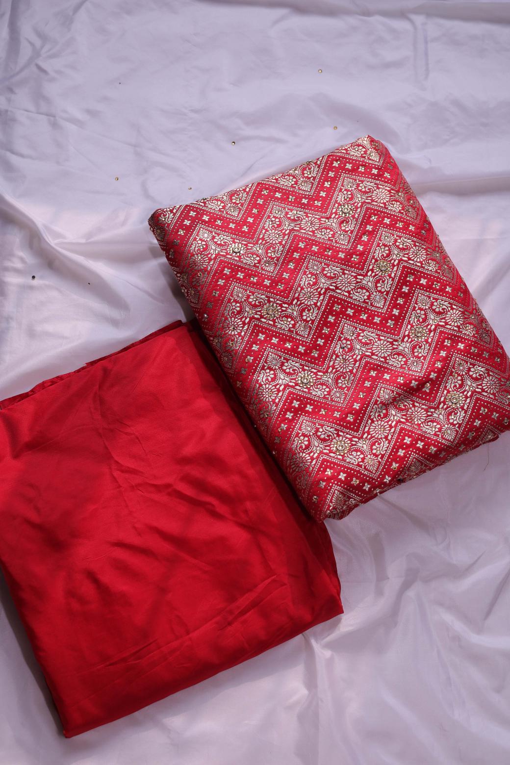 RED COLOUR PURE KIMKHAB BANARASI GHARARA