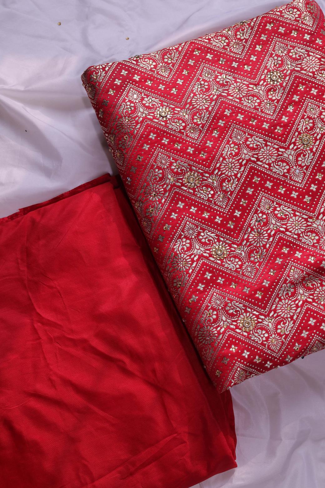 RED COLOUR PURE KIMKHAB BANARASI GHARARA