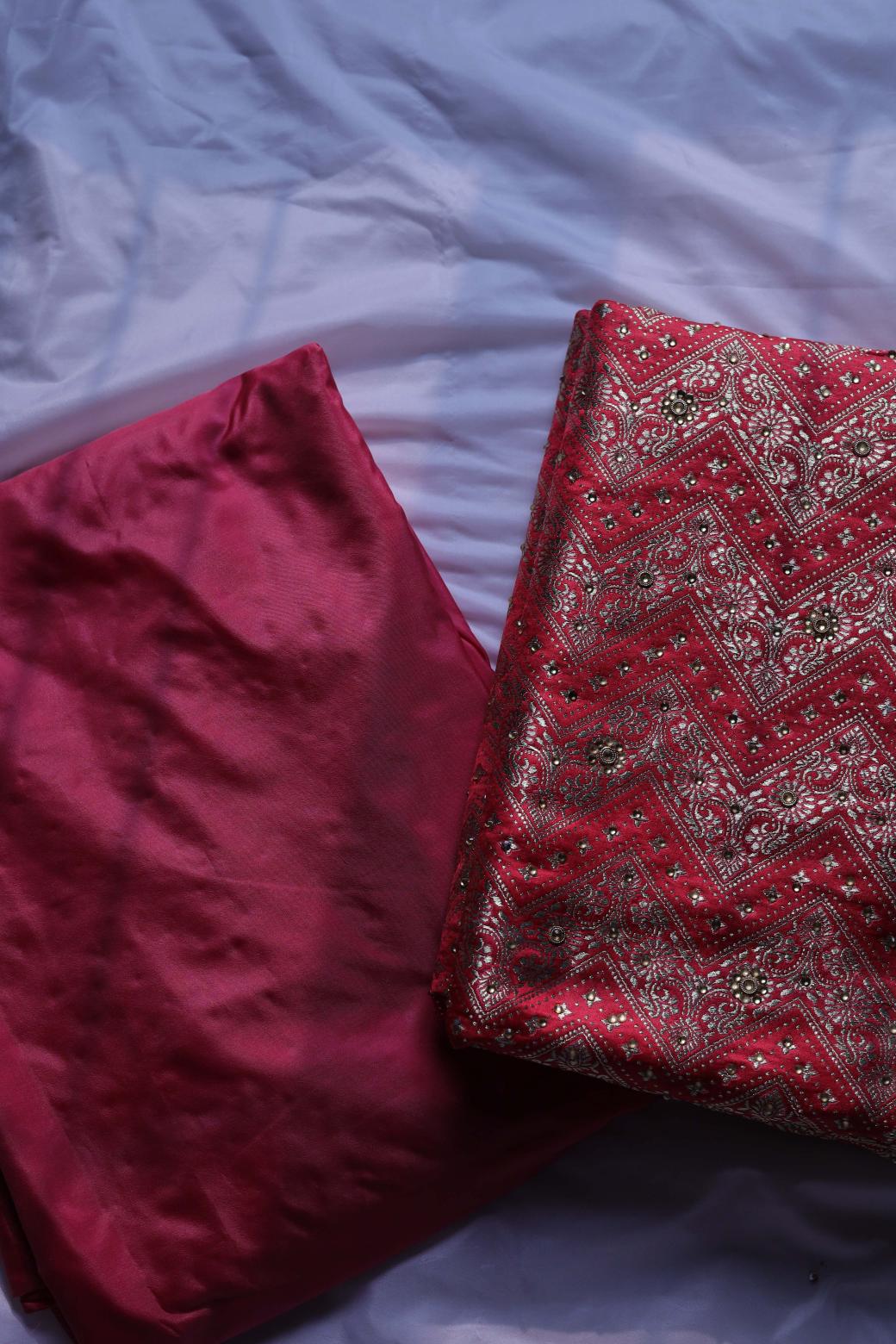 RED COLOUR PURE KIMKHAB BANARASI GHARARA