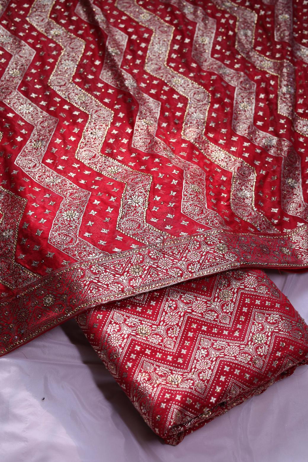 RED COLOUR PURE KIMKHAB BANARASI GHARARA