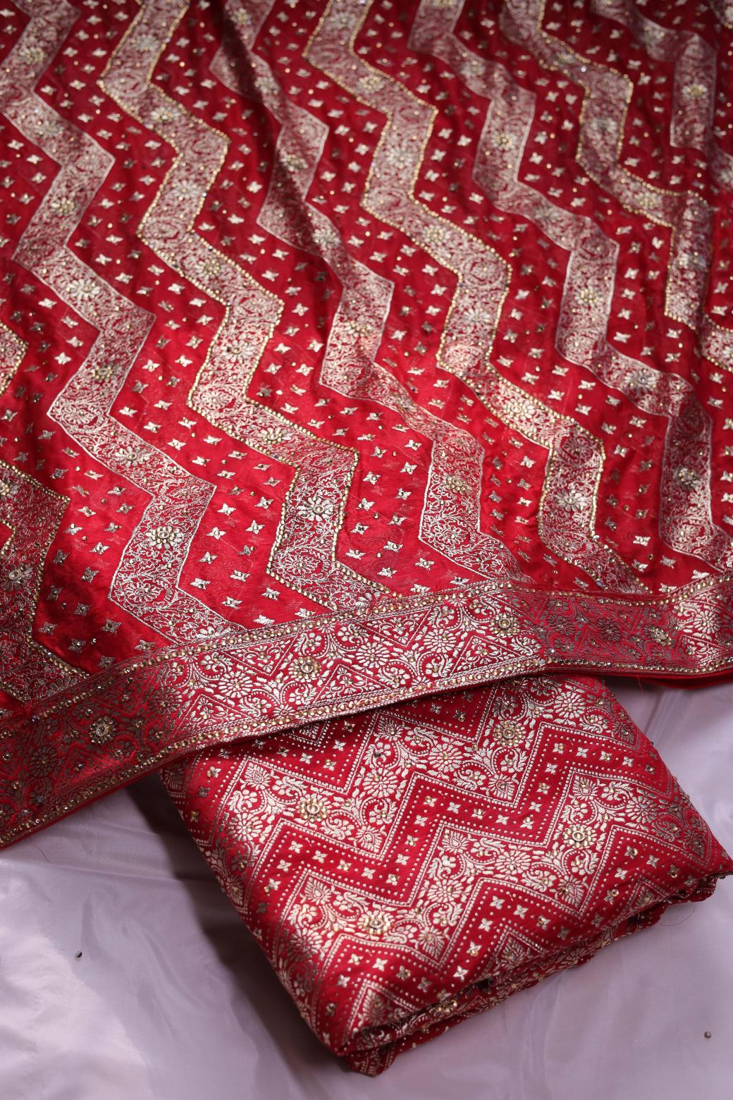 RED COLOUR PURE KIMKHAB BANARASI GHARARA