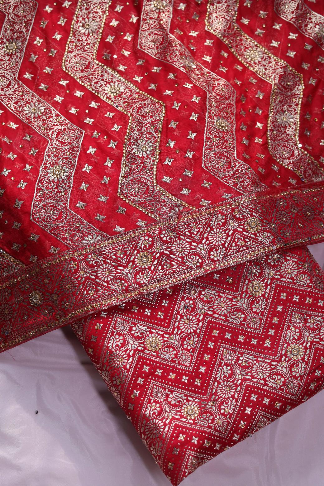 RED COLOUR PURE KIMKHAB BANARASI GHARARA